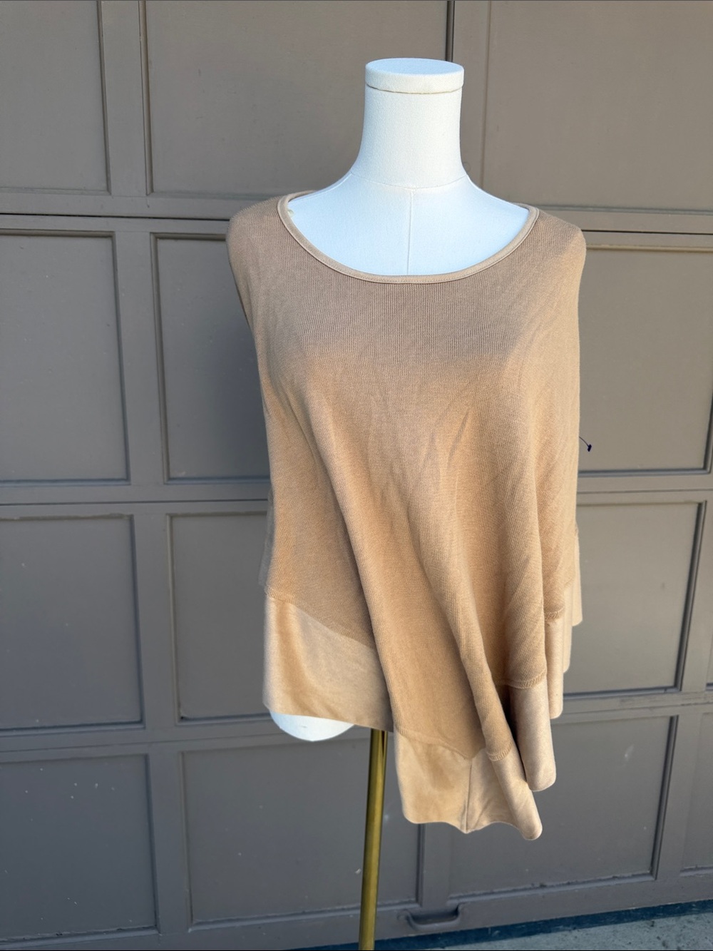 Chico's Tan Asymmetric Poncho Sweater